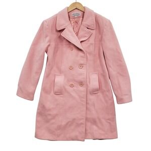 Vintage Jonathan Michael Pink Double Breasted Wool Blend Coat Size 12 Classic